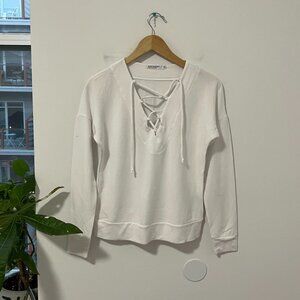 Stateside White Lace Up Long Sleeve Top Size XS